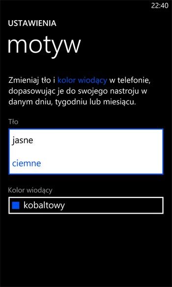 Ustawienia telefonu z WP8