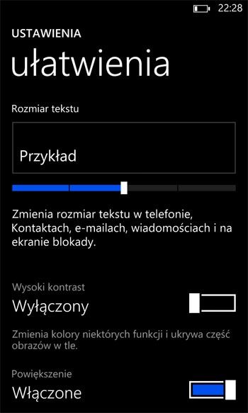 Ustawienia telefonu z WP8