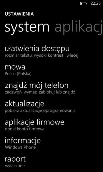 Ustawienia telefonu z WP8
