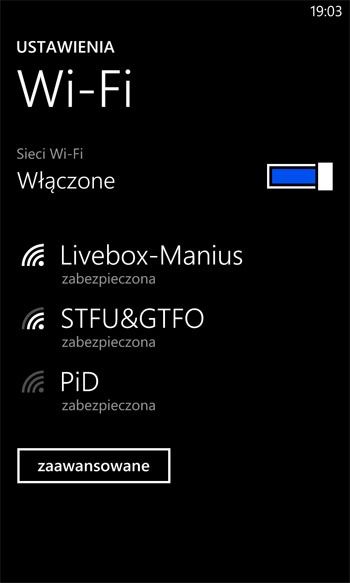 Ustawienia telefonu z WP8