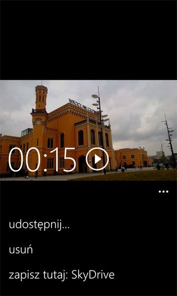 Nagrywanie filmów WP8