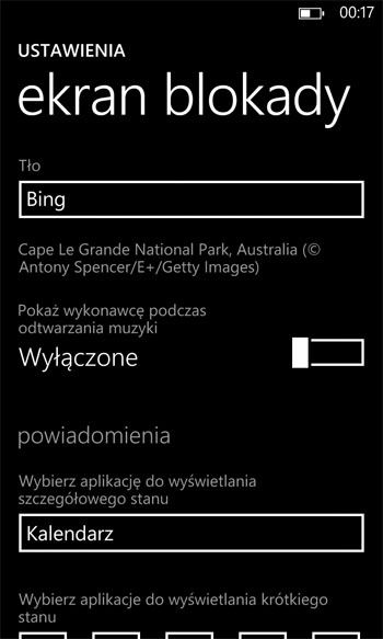 Ustawienia telefonu z WP8