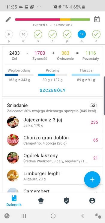 Schudnij z Maciejem - Yaizo i dodawanie pokarmów