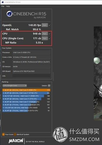 Intel Core i5-8500 - wydajność Cinebench R15