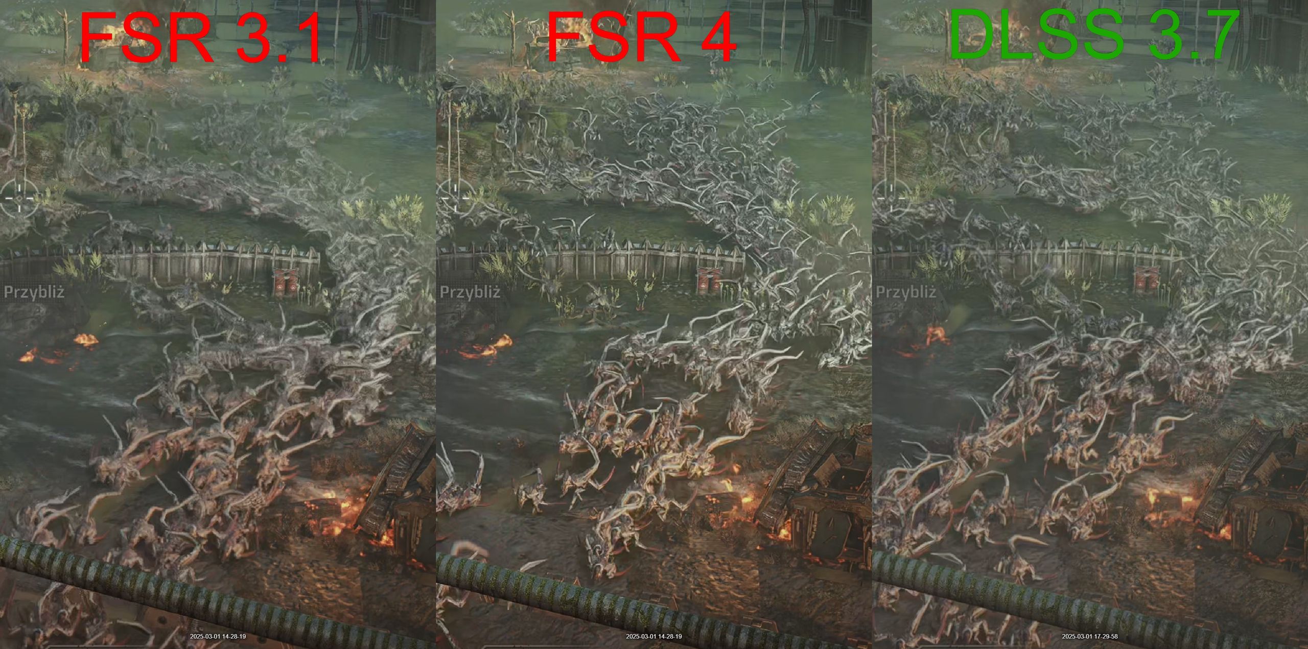 FSR3 vs FSR 4 vs DLSS4 - Space Marine 2