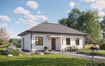 Projekt gotowy Bergen 70 - parterowy dom o powierzchni 72,05 m², z dachem w stylu "kopertowy"