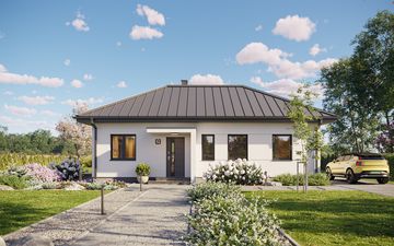 Projekt gotowy Bergen 70 - parterowy dom o powierzchni 72,05 m², z dachem w stylu "kopertowy"