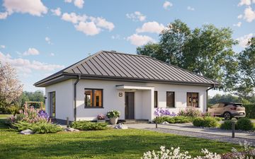 Projekt gotowy Bergen 90 - parterowy dom o powierzchni 90,83 m², z dachem w stylu "kopertowy"