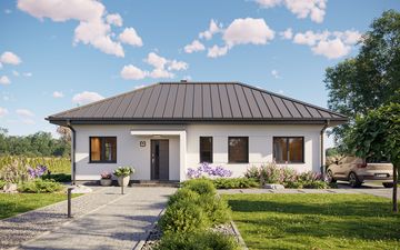 Projekt gotowy Bergen 90 - parterowy dom o powierzchni 90,83 m², z dachem w stylu "kopertowy"