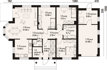 Parter projektu - Zadębie średnie z garażem