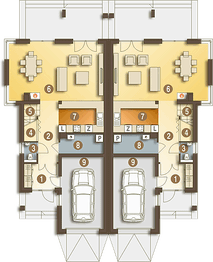 Parter projektu - Bazyli z garażem 1-st. bliźniak [A-BL1]
