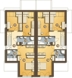 Poddasze projektu - Bazyli z garażem 1-st. bliźniak [A-BL1]