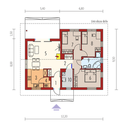 Projekt domu Mel - rzut parteru, dom liczy 3 pokoje, 1 łazienki i wc