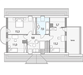 Poddasze projektu - Tymek B 2-garaże