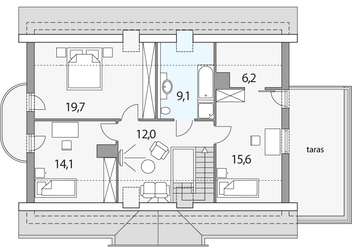 Poddasze projektu - Tymek D 2-garaże SK