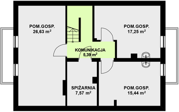 Projekt domu TK55P - rzut piwnicy, dom liczy 5 pokoje, 2 łazienki i wc