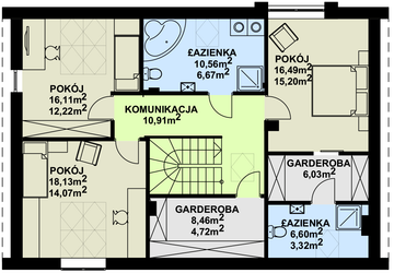 Projekt domu TK58 - rzut poddasza, dom liczy 5 pokoje, 3 łazienki i wc