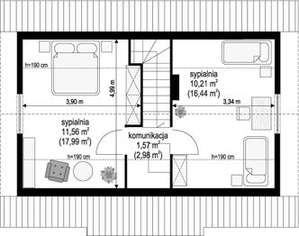 Poddasze projektu - Sosenka drewniana wariant D