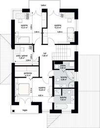 Piętro 1 projektu - Kasjopea 2 wariant B