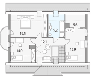 Poddasze projektu - Tymek CP garaż SK