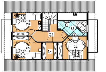 Poddasze projektu - L-15 Dom jeżynowa z bali