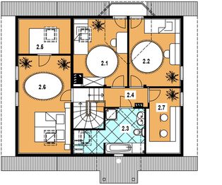 Projekt domu L-17 Dom poznańska - szkieletowy - rzut poddasza, dom liczy 4 pokoje, 2 łazienki i wc