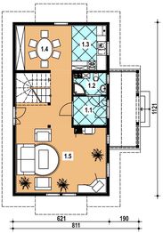 Parter projektu - L-35 Dom różana z bali
