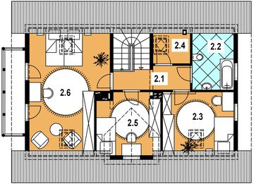 Poddasze projektu - L-42 Dom cieszyńska z bali