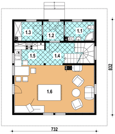 Parter projektu - L-44 Dom biała z bali
