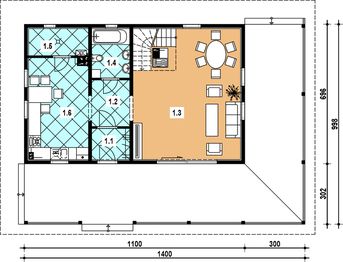 Parter projektu - L-57 Dom ogrodowa z bali