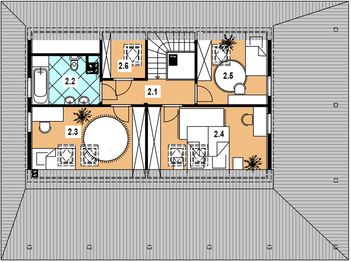 Poddasze projektu - L-57 Dom ogrodowa z bali