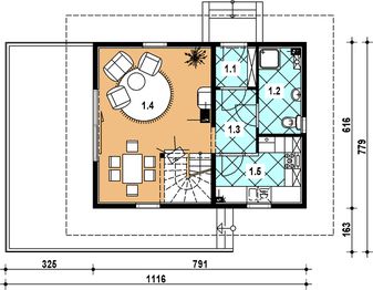 Parter projektu - L-87 Dom modrzewiowa z bali