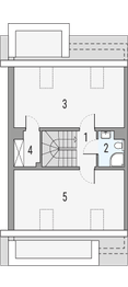 Projekt domu Imbir - segment lewy - rzut poddasza, dom liczy 5 pokoje, 3 łazienki i wc