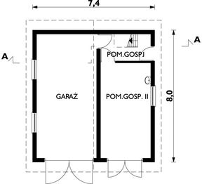 Projekt garażu 16 (220) - rzut parteru, dom liczy 0 pokoje, 0 łazienki i wc