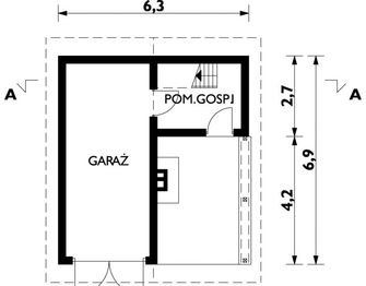 Projekt garażu 22 (226) - rzut parteru, dom liczy 0 pokoje, 0 łazienki i wc