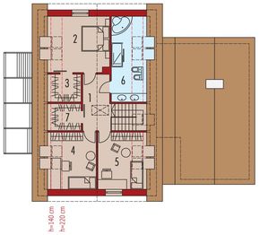 Projekt domu EX 16 II G1 - rzut poddasza, dom liczy 4 pokoje, 2 łazienki i wc