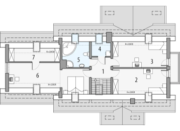Projekt domu Aston 2d - rzut poddasza, dom liczy 4 pokoje, 2 łazienki i wc