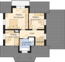 Projekt domu APS 146 - rzut poddasza, dom liczy 4 pokoje, 2 łazienki i wc