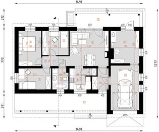 Parter projektu - D49 - Maurycy z garażem