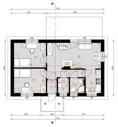 Projekt domu D86 - Feliks - rzut parteru, dom liczy 4 pokoje, 1 łazienki i wc