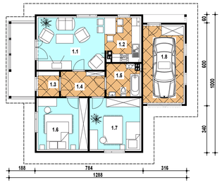 Parter projektu - A-126 Dom liliowa szkieletowy