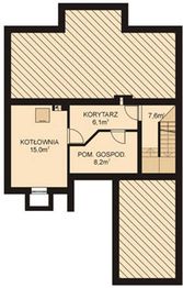 Projekt domu APS 174 - rzut piwnicy, dom liczy 4 pokoje, 2 łazienki i wc