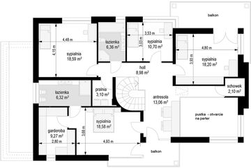 Piętro 1 projektu - Riwiera 3 wariant B