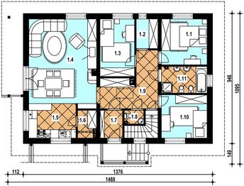 Parter projektu - A-110 Dom kasztanowa murowany