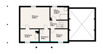 Projekt domu Chmielniki małe dw 29 - rzut piwnicy, dom liczy 5 pokoje, 2 łazienki i wc