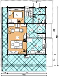 Projekt domu A-137 Dom sokola - szkieletowy - rzut parteru, dom liczy 5 pokoje, 2 łazienki i wc