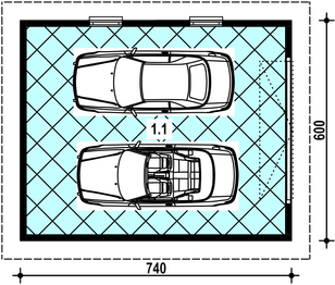 Parter projektu - G-2 Garaż podwójny z bali