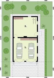 Parter projektu - G1m garaż dwustanowiskowy z pomieszczeniem gospodarczym