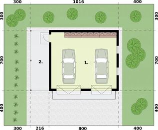Parter projektu - G6 garaż dwustanowiskowy