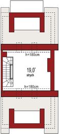 Projekt domu Diana A segment prawy - rzut poddasza ii, dom liczy 3 pokoje, 3 łazienki i wc